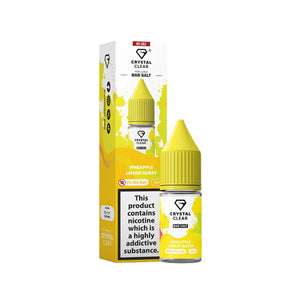 Crystal Clear Nic Salts - Pineapple Lemon Burst flavour, this nicotine salt e-liquid is Designed for refillable pod systems