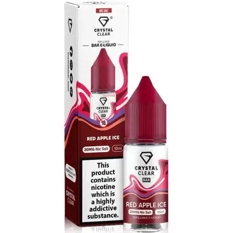 Crystal Clear Nic Salts - Red Apple Ice flavour,  this nicotine salt e-liquid is Designed for refillable pod systems