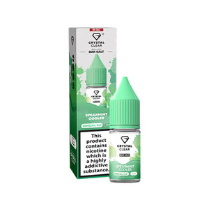 Crystal Clear Nic Salts - Spearmint Cooler flavour, this nicotine salt e-liquid is Designed for refillable pod systems