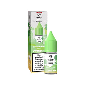 Crystal Clear Nic Salts - Tropical Kiwi Blast flavour, this nicotine salt e-liquid is Designed for refillable pod systems