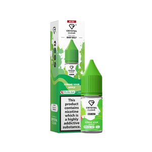 Crystal Clear Nic Salts - Xtreme Sour Apple flavour, this nicotine salt e-liquid is Designed for refillable pod systems