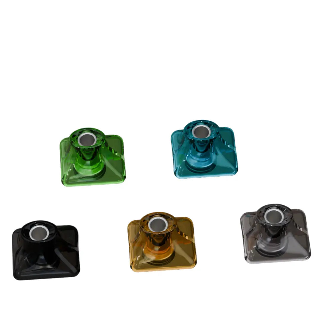 Five Cthulhu 550 AIO drip tips in green, blue, black, amber, and clear colours.