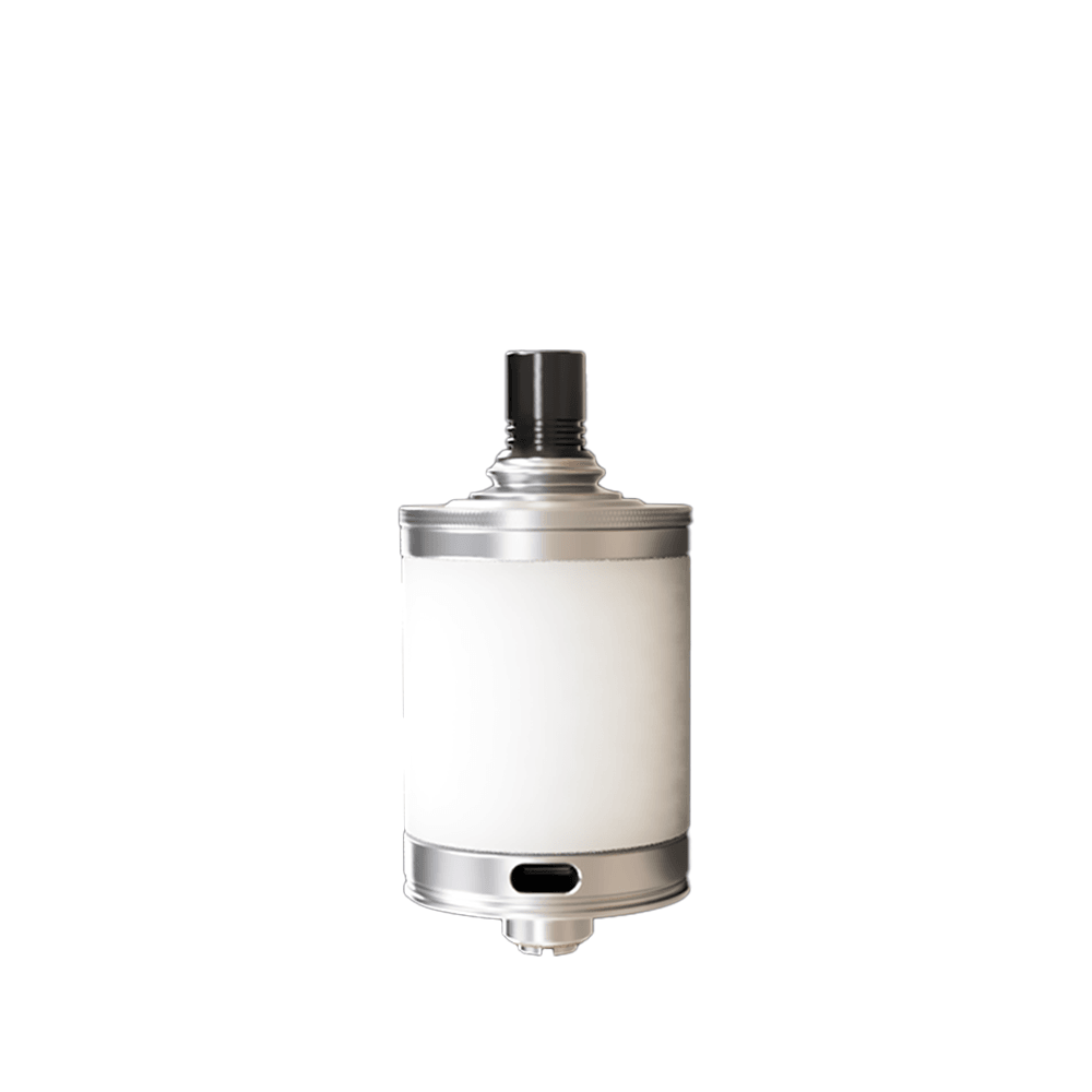 Cthulhu Valor MTL RTA, a sleek silver vaping tank, displayed against a white background.