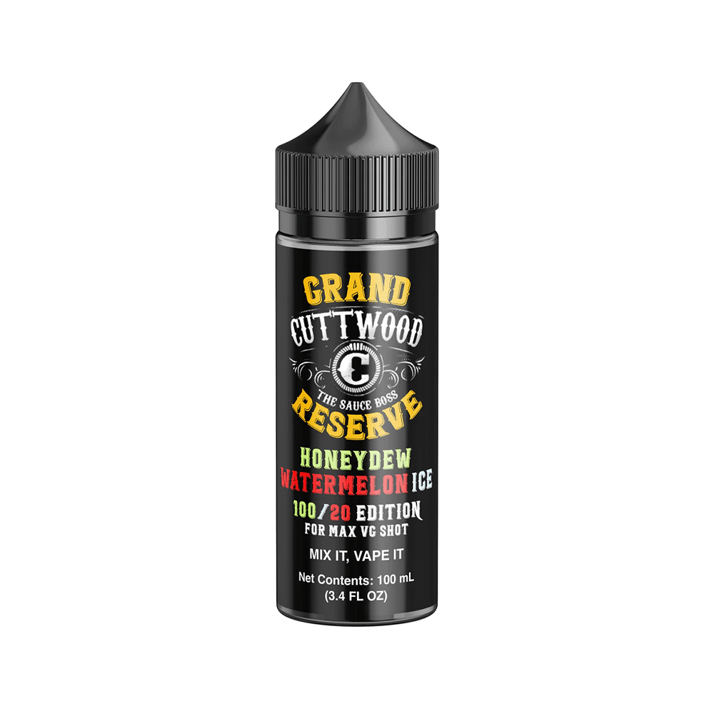 Cuttwood Grand Reserve Honeydew Watermelon Ice 100ml bottle, black label, for vaping.