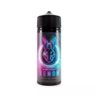 Cyber Rabbit Xenon e-liquid bottle, 100ml shortfill, with neon rabbit logo and fruit flavours.