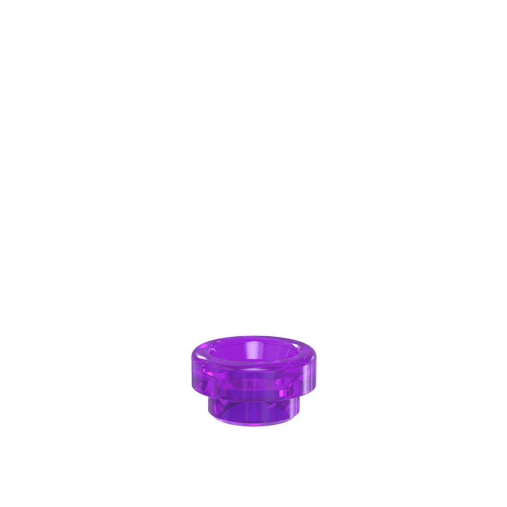 Purple resin drip tip for vaping, with a wide bore design.