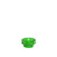 Green resin drip tip for vaping, wide bore design, transparent finish.