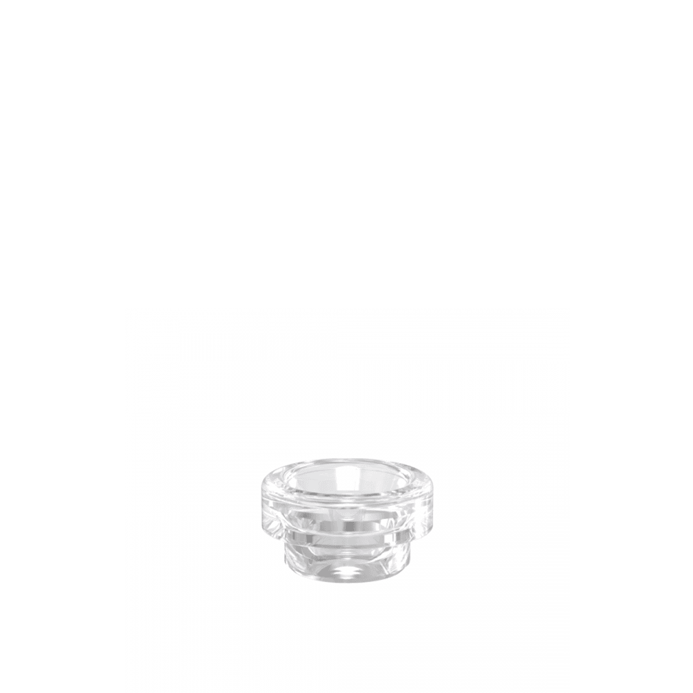 Clear resin drip tip for vaping, wide bore design, UK vape shop accessory.