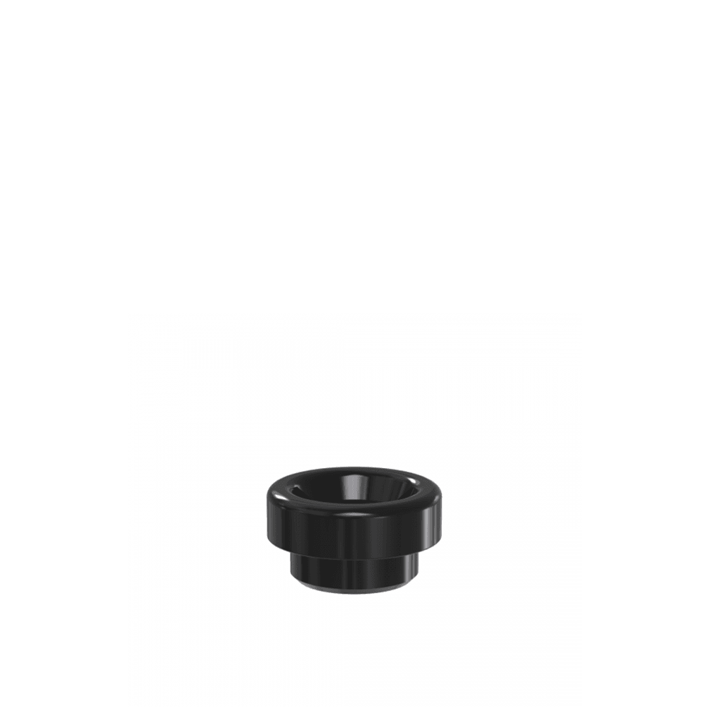 Black resin drip tip for vape, wide bore design.