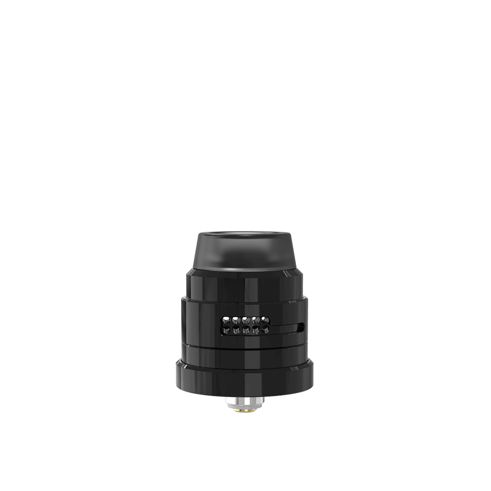 Black Damn Vape Nitrous RDA with dual cap, displayed on a white background.