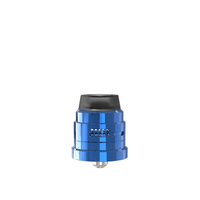 Blue Damn Vape Nitrous RDA with dual airflow cap, shiny finish.