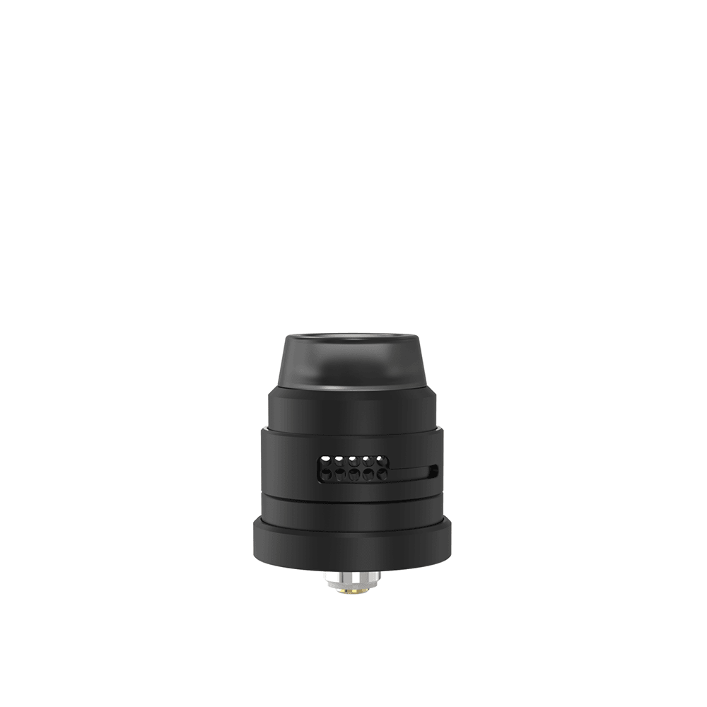 Black Damn Vape Nitrous RDA with dual cap, displayed on a white background.