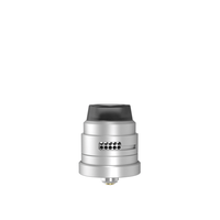 Silver Damn Vape Nitrous RDA with dual cap design and airflow control.