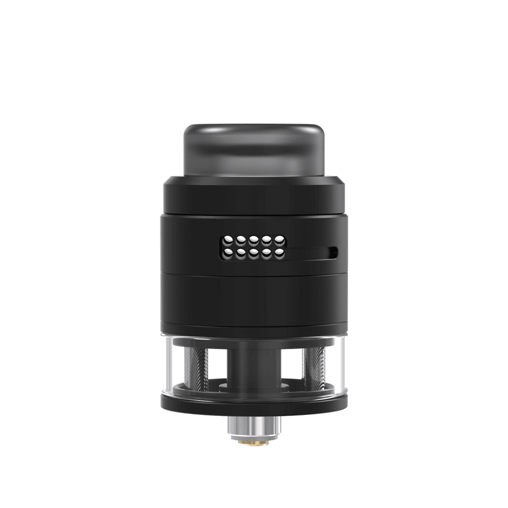 Black Damn Vape Nitrous RDTA with transparent tank section.