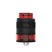 Red and black vape RDTA with a sleek design and adjustable airflow.