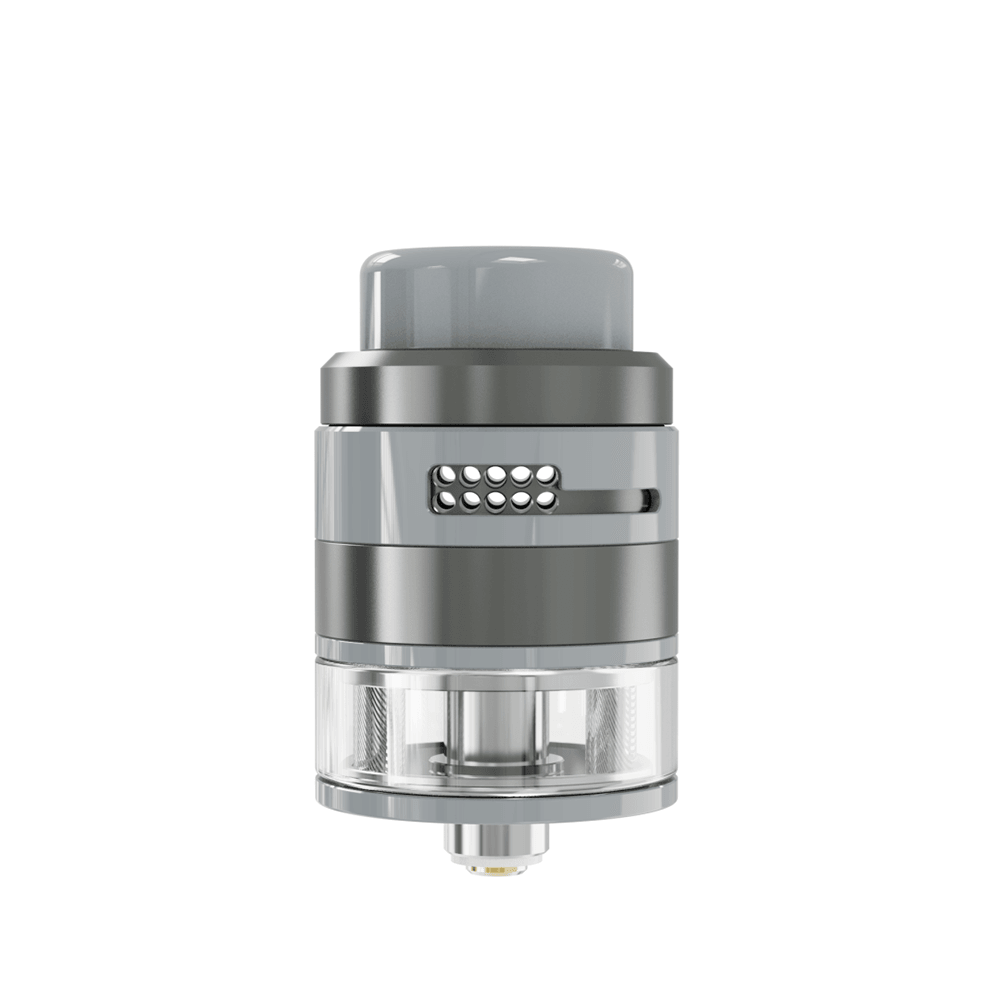 Damn Vape Nitrous RDTA, silver, sleek design, available at Ecigone Vape Shop UK.