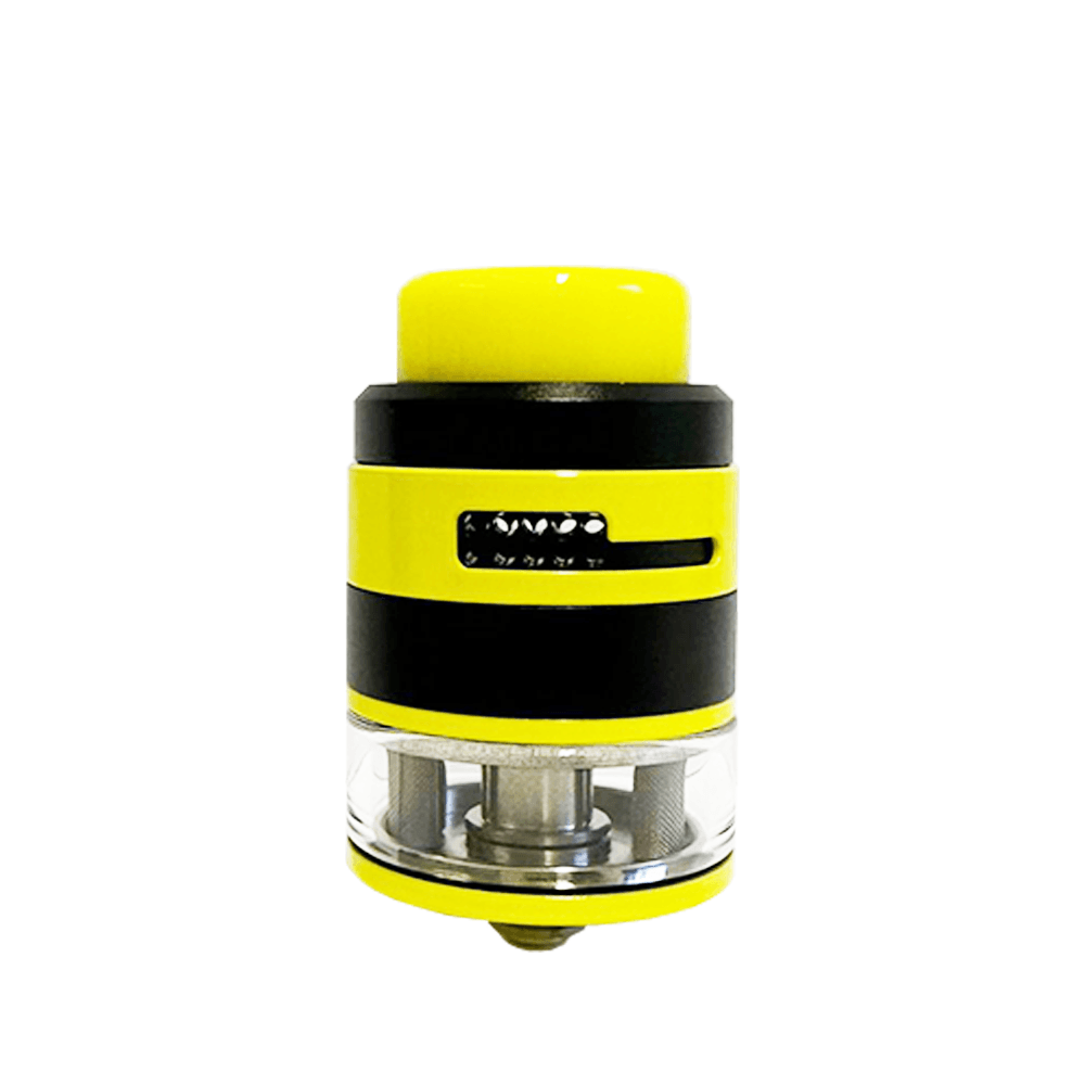 Damn Vape Nitrous RDTA in yellow and black, displayed on a white background.