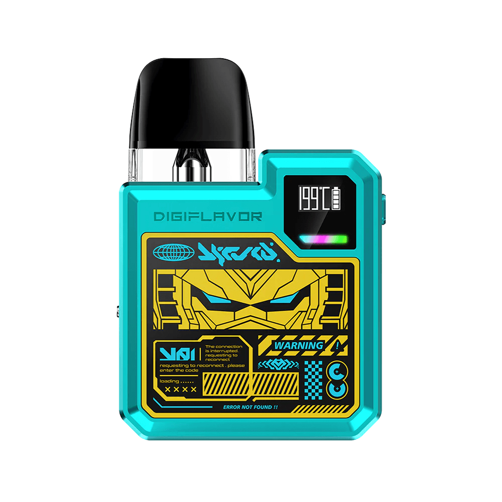 Digiflavor Digi Q Pod Kit in turquoise with futuristic design and digital display.