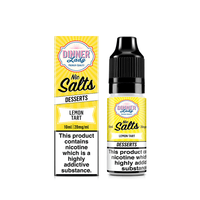 Dinner Lady Nic Salts Lemon Tart 10ml bottle and box, with a yellow and white design.