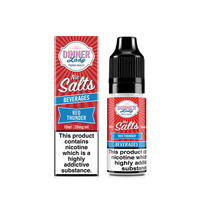 Dinner Lady Nic Salts 10ml Red Thunder vape juice bottle and box, bold red and blue design.