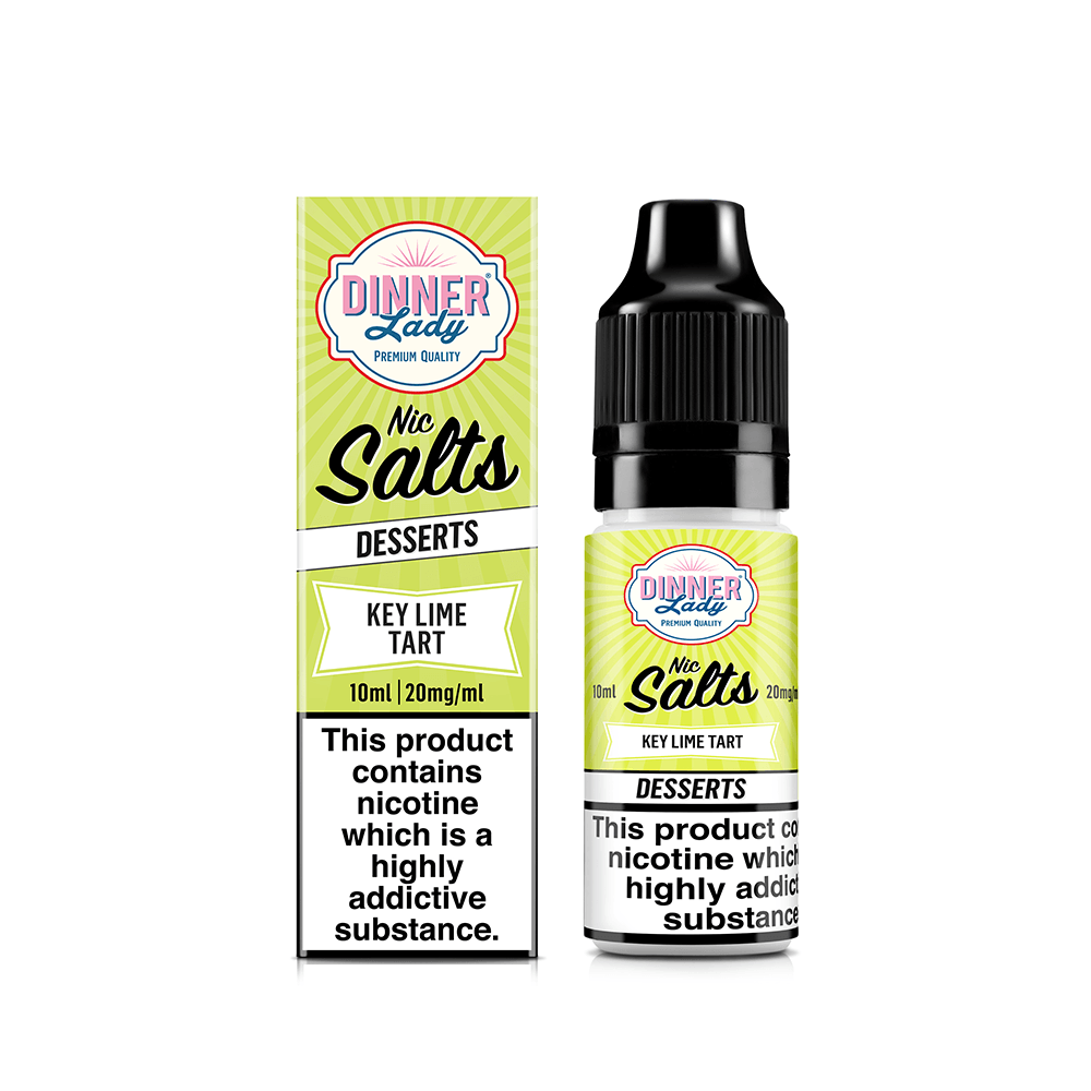 Dinner Lady Key Lime Tart Nic Salts, 10ml bottle and box, UK vape product.