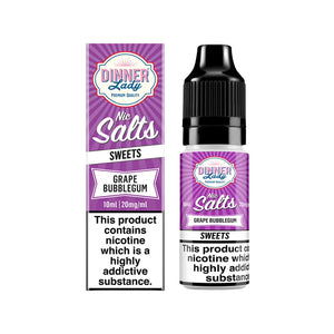 Dinner Lady Grape Bubblegum Flavour 10ml Nic Salt E-liquid perfect for Refillable Vape Kit