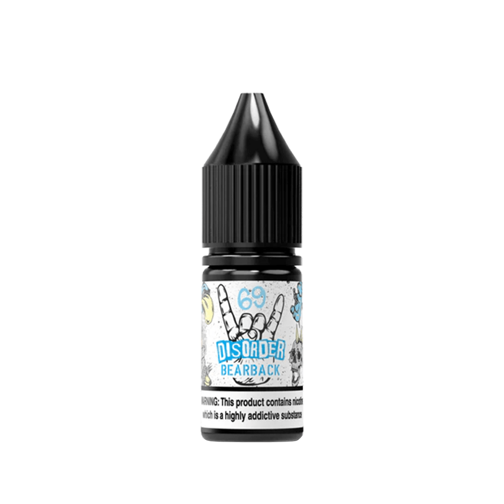 Disorder Bearback 10ml e-liquid bottle with a black cap and colourful label design.