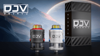 DJV DejaVu RDTA V2 tanks with packaging against a cosmic background.