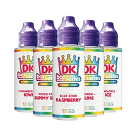 Five DK Bar Series 100ml shortfill bottles in various fruity flavours.