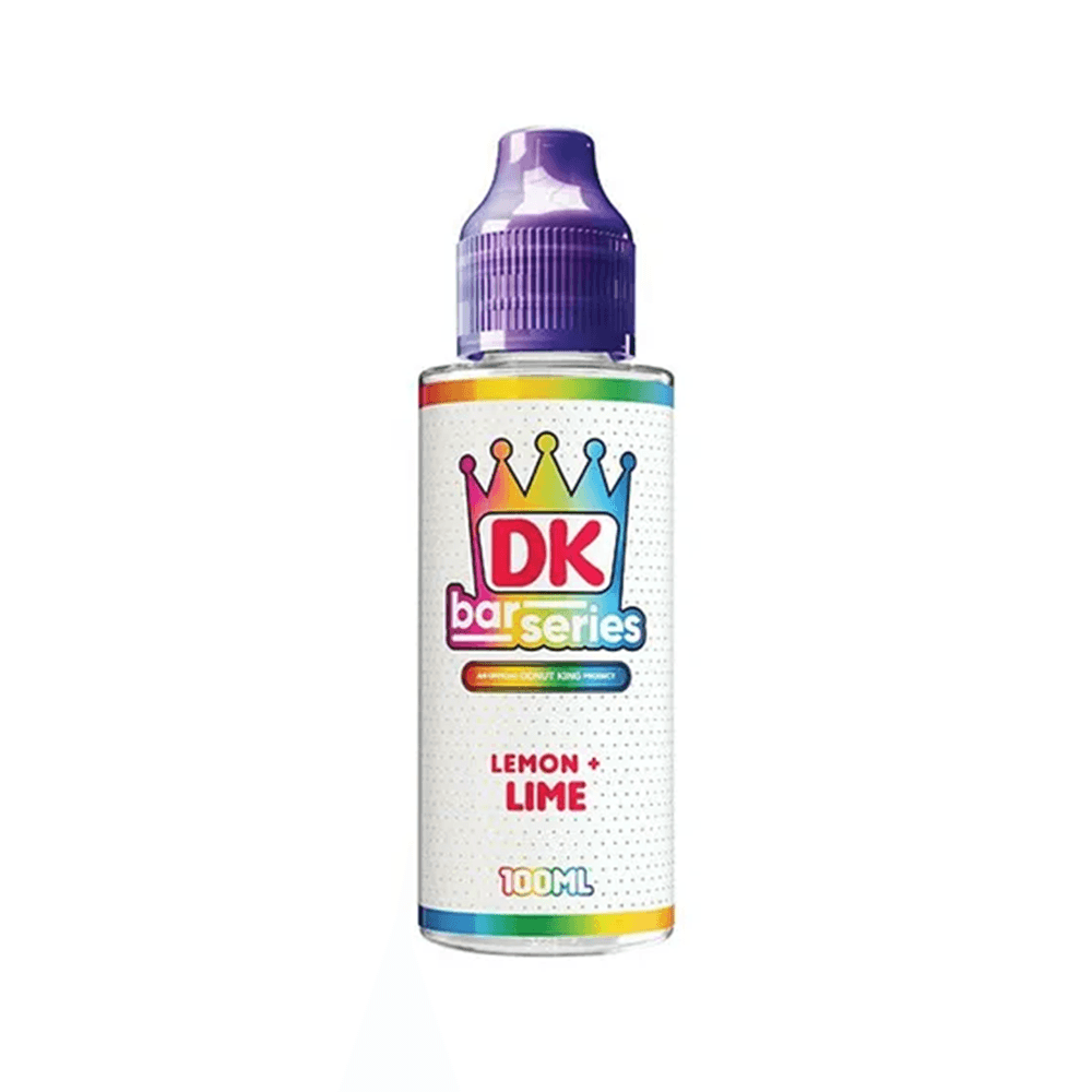 DK Bar Series Lemon + Lime 100ml shortfill bottle with a colourful label and purple cap.