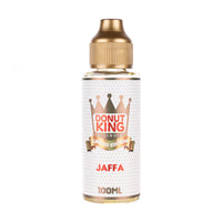 Donut King Limited Edition Jaffa 100ml e-liquid bottle with crown logo.