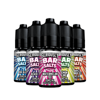 Five Doozy Seriously Bar Salts 10ml bottles, flavours include Watermelon Ice and Lemon Lime.