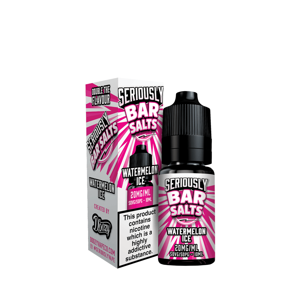 Doozy Seriously Bar Salts Watermelon Ice 10ml vape bottle and box.