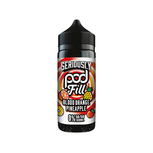 Doozy Seriously Pod Fill Blood Orange Pineapple Flavour 100ml 50vg/50pg Shortfill Vape Juice Perfect for Refillable Pod Vape Kits