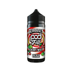 Doozy Seriously Pod Fill Cherry Twist Flavour 100ml 50vg/50pg Shortfill Vape Juice Perfect for Refillable Pod Vape Kits