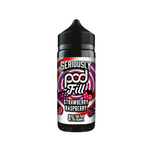 Doozy Seriously Pod Fill Strawberry Raspberry Flavour 100ml 50vg/50pg Shortfill Vape Juice Perfect for Refillable Pod Vape Kits