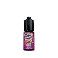 Vape juice bottle with "Seriously Salty Guava Passion" label, 20mg/ml, 10ml size.