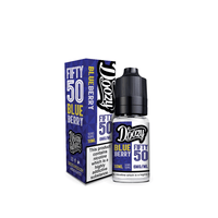 Doozy Vape Fifty 50 Blueberry 10ml e-liquid bottle and box, 6mg nicotine strength.