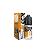 Doozy Vape Fifty 50 Tobacco e-liquid, 10ml bottle, 6mg nicotine, with packaging.