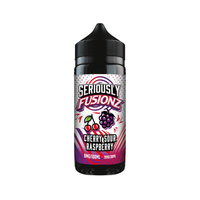 Doozy Vape Fusionz Cherry Sour Raspberry 100ml shortfill bottle with vibrant label design.