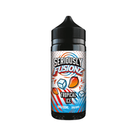 Doozy Vape Co. Seriously Fusionz Tropical Ice 100ml bottle with vibrant fruit and ice graphics.