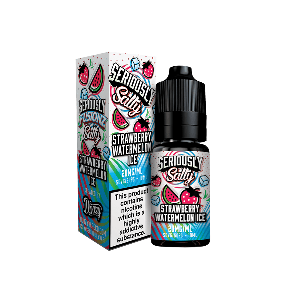 Doozy Vape Fusionz 10ml bottle and box with strawberry watermelon ice design.