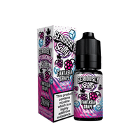 Doozy Vape Seriously Salty Fantasia Grape e-liquid bottle and box, 20mg nicotine, vibrant design.