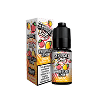 Doozy Vape Seriously Salty White Peach Lemon e-liquid bottle and packaging, 20mg nicotine.