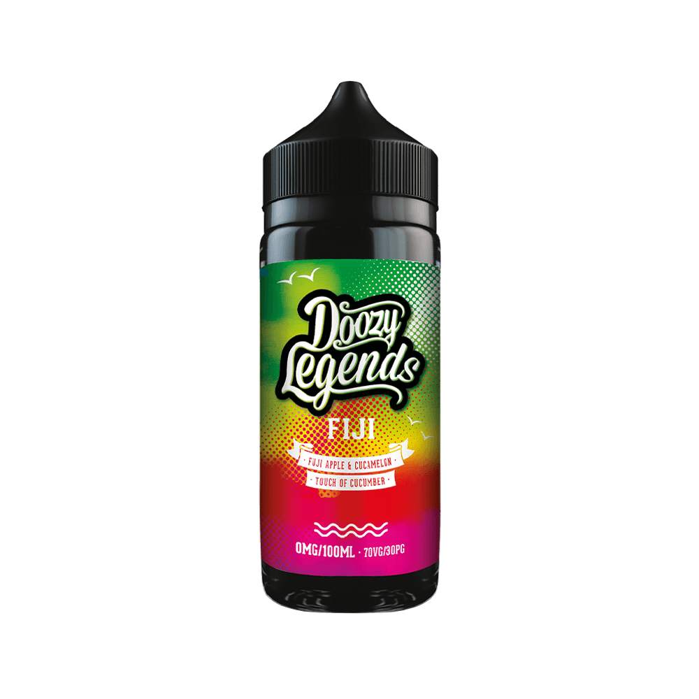 Doozy Legends Fiji vape juice bottle with vibrant, colourful label design.