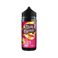 Doozy Legends Pink Haze vape juice bottle with vibrant pink and yellow design.