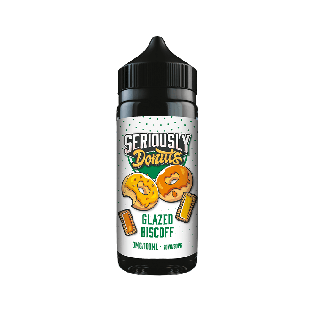 Doozy Vape Seriously Donuts Glazed Biscoff e-liquid bottle, 100ml shortfill.