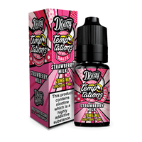 Doozy Temptations Strawberry Milk vape juice, 10ml, 20mg/ml, pink packaging.