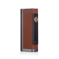 Dotmod Dotbox 100W Box Mod in brown with gold accents, sleek and modern design.