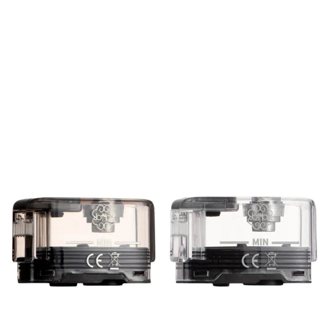 Dotmod dotpod max replacement empty pod tanks, transparent design, side by side.